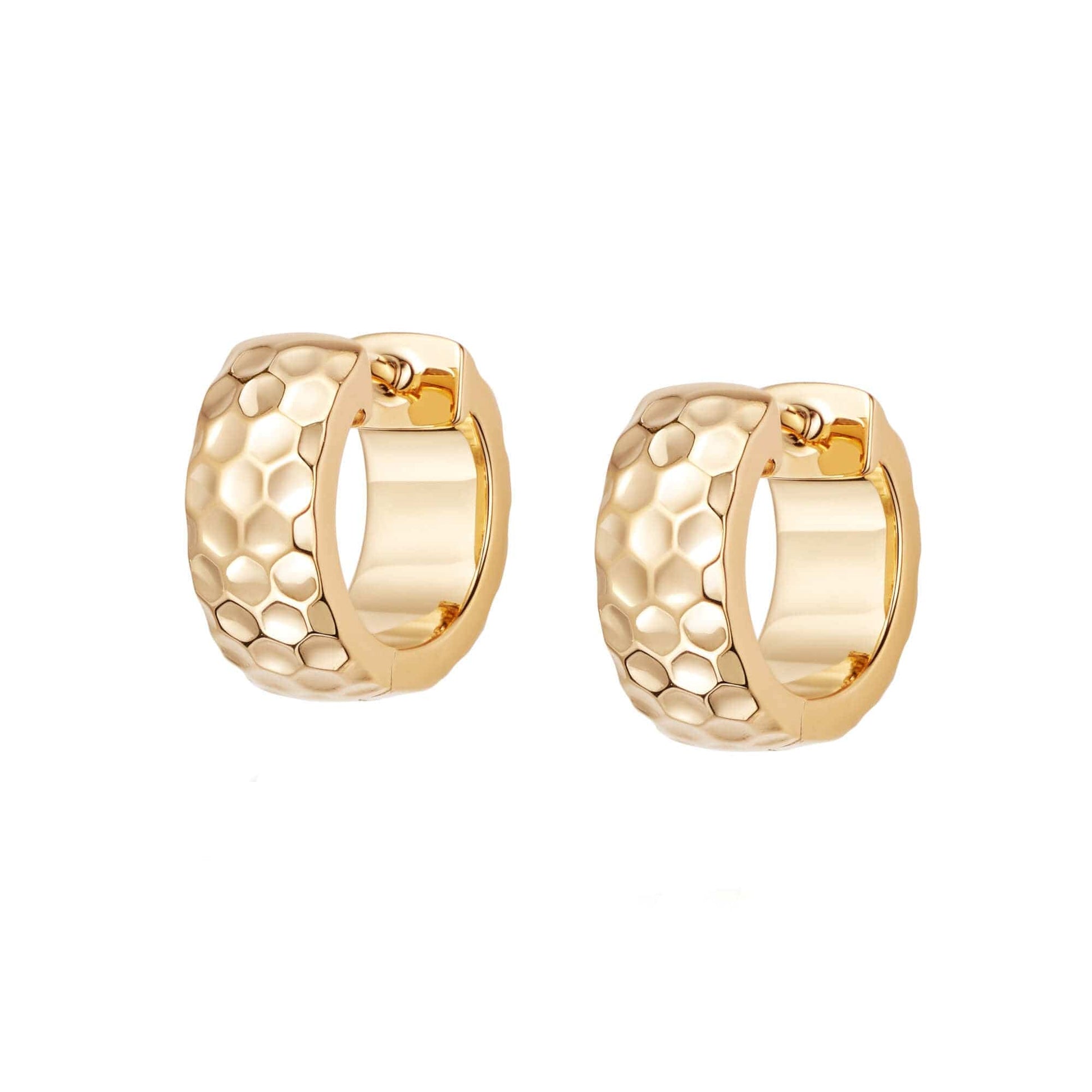 Bold Honeycomb Huggie Hoop Earrings 18ct Gold Plate