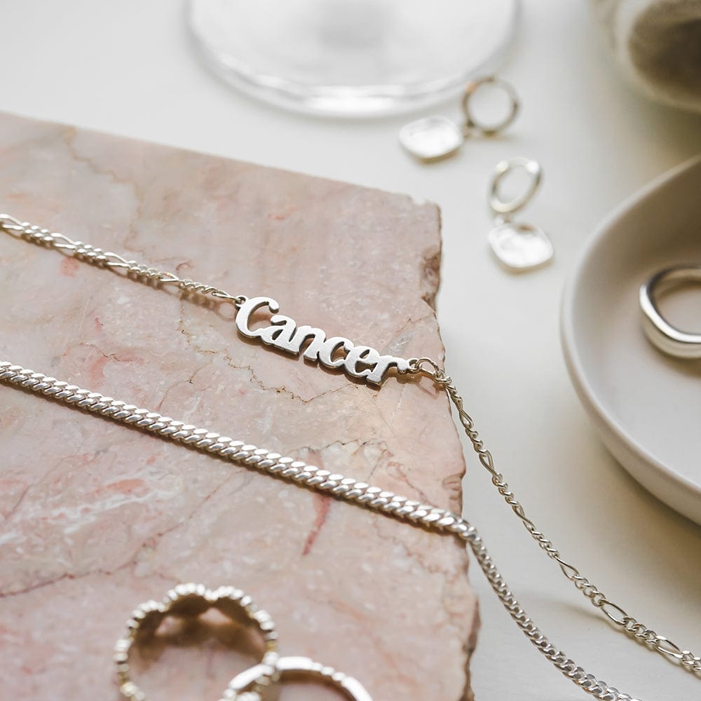 Cancer Zodiac Necklace Sterling Silver