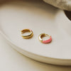 Coral Huggie Hoop Earrings 18ct Gold Plate