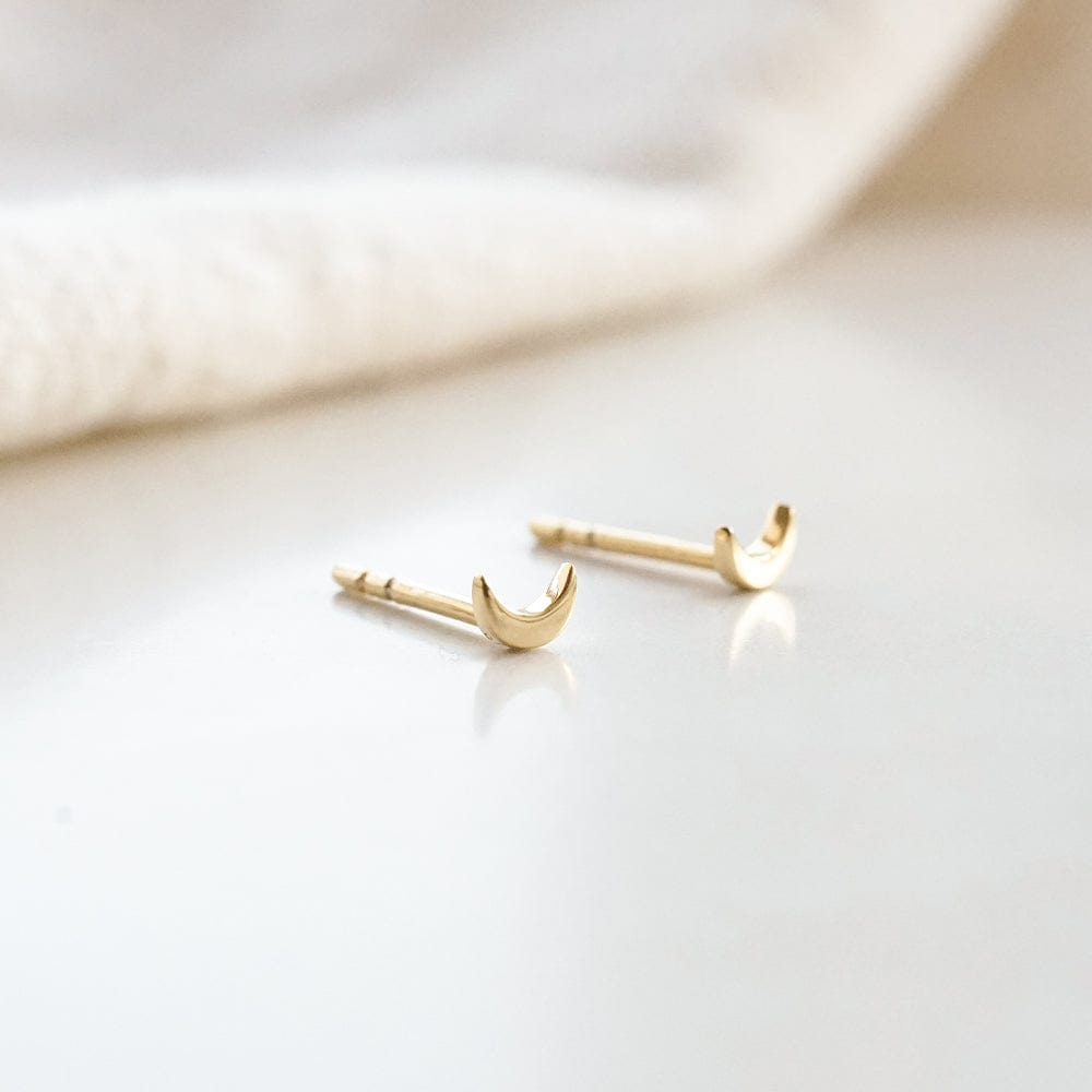 Crescent Moon Stud Earrings 18ct Gold Plate