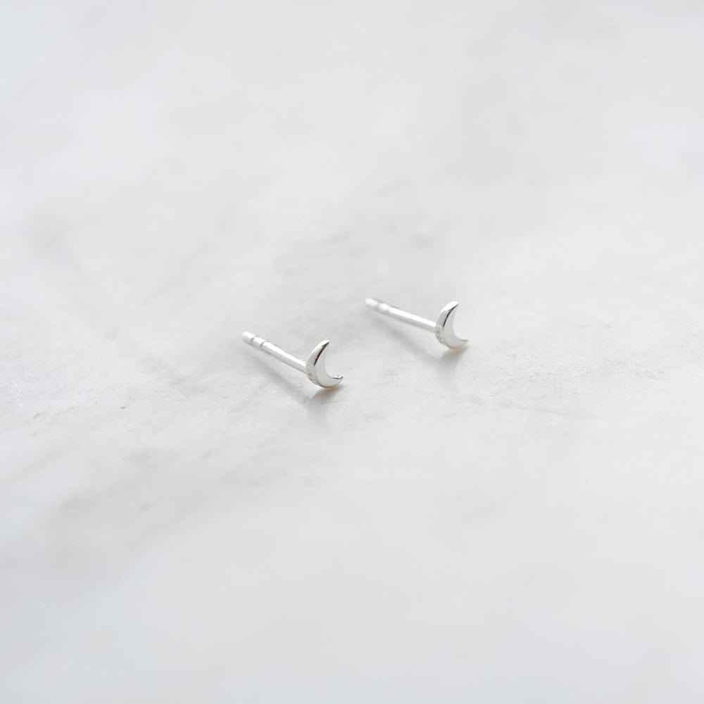 Crescent Moon Stud Earrings Sterling Silver