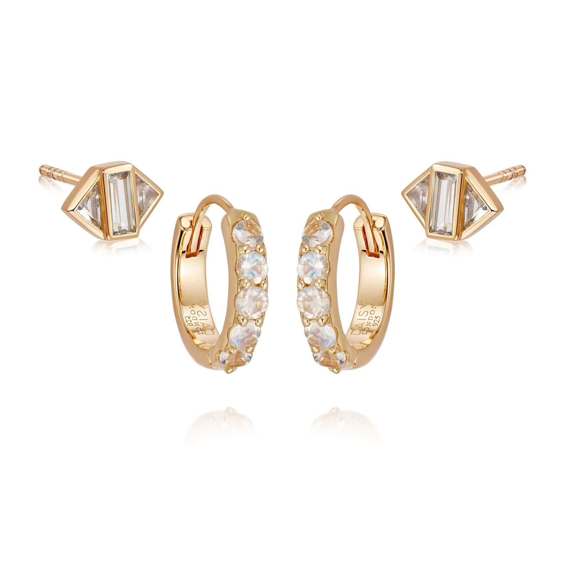 Crystal Clear Earring Stack 18ct Gold Plate