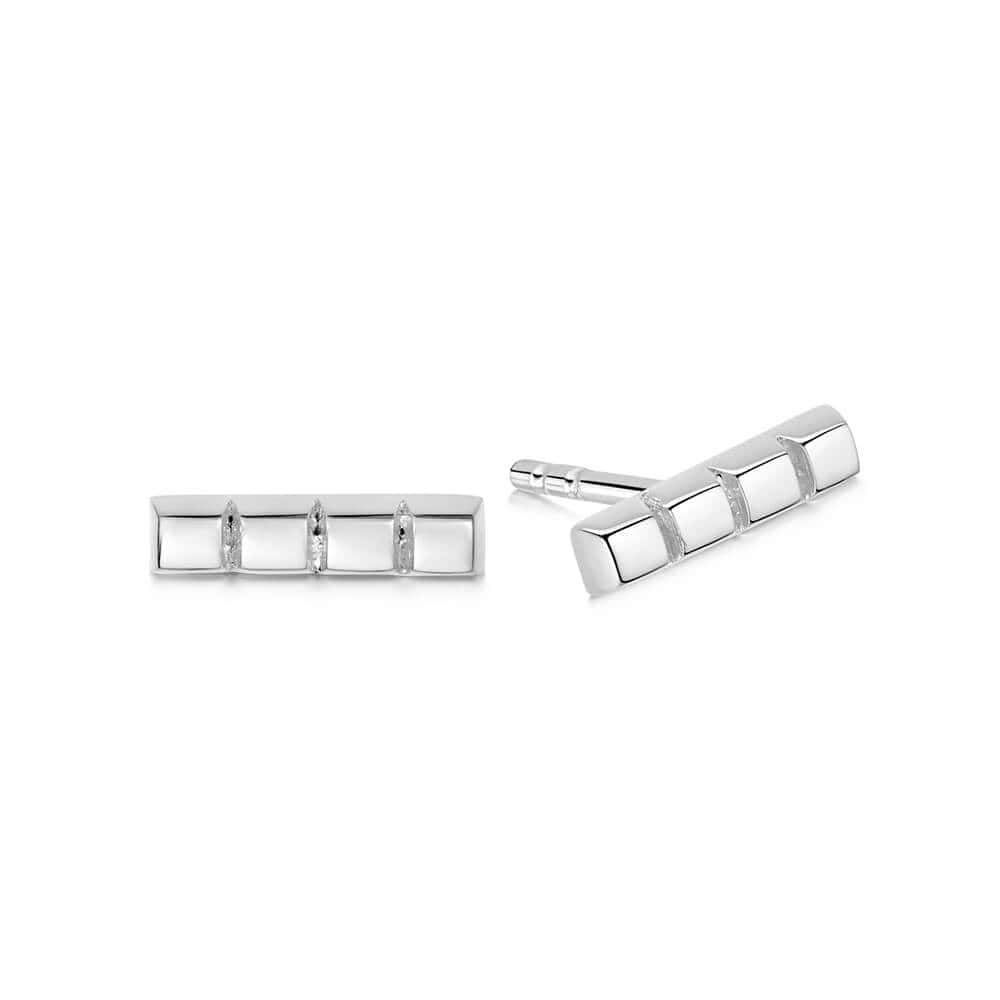 Cube Strip Stud Earrings Sterling Silver