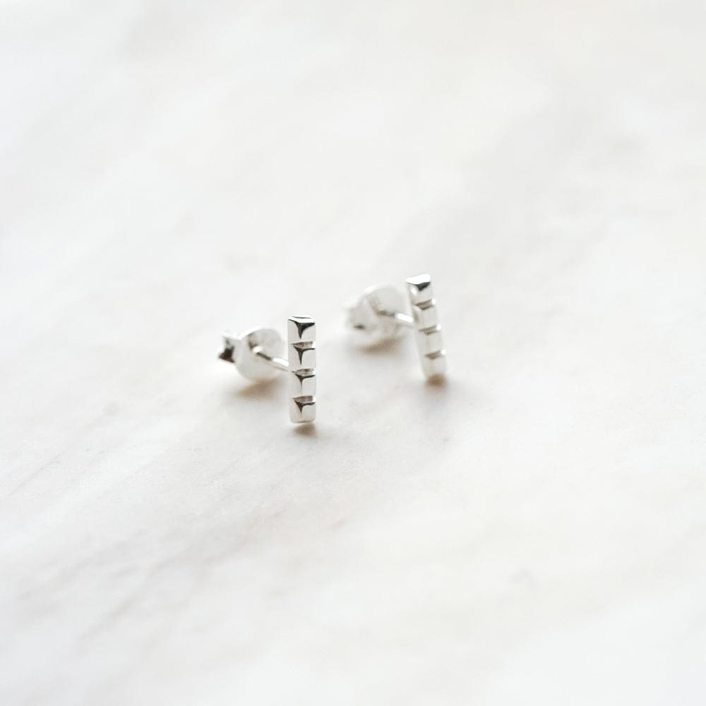 Cube Strip Stud Earrings Sterling Silver