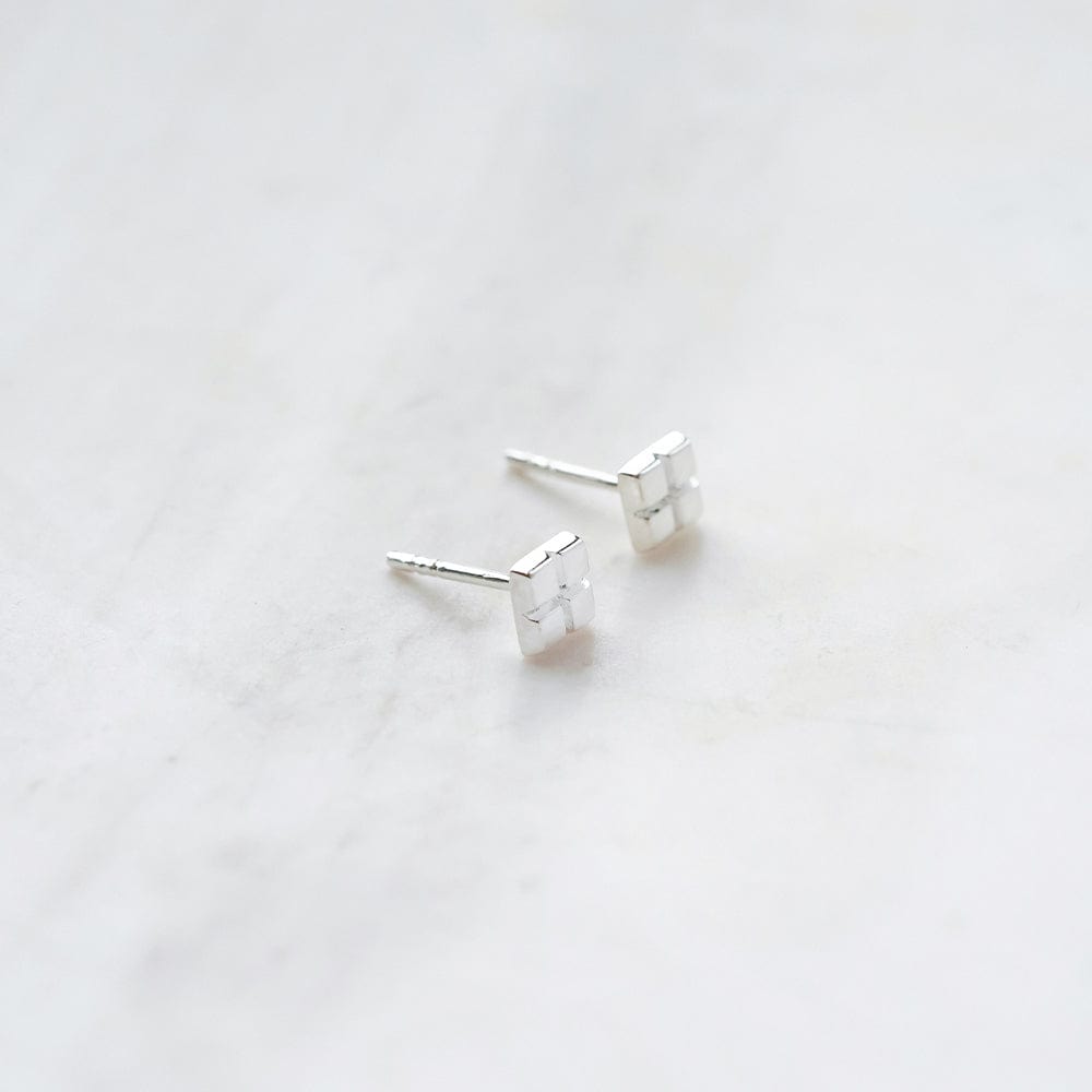 Cube Stud Earrings Sterling Silver