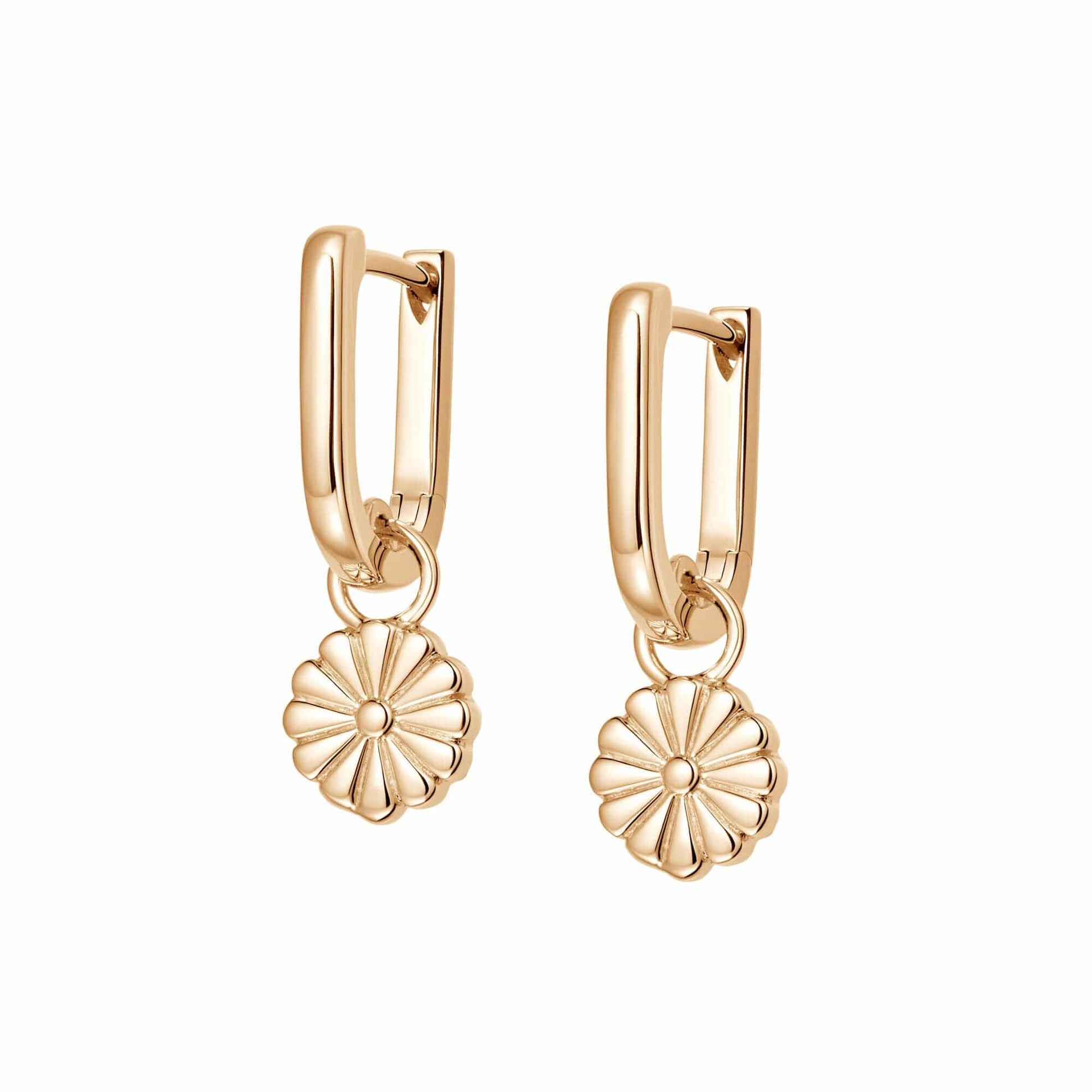 Daisy Bloom Drop Huggie Earrings 18ct Gold Plate