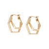 Double Hexagon Hoop Earrings 18ct Gold Plate