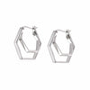 Double Hexagon Hoop Earrings Sterling Silver