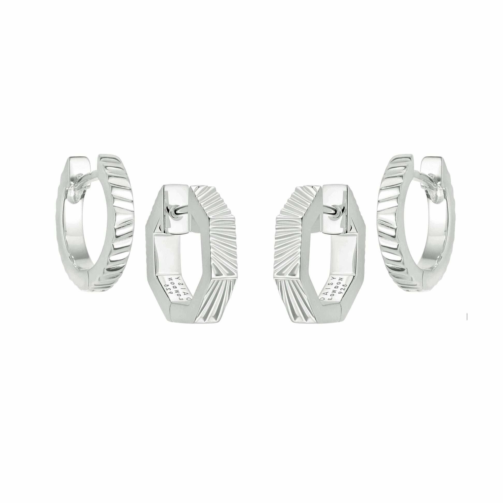 Double Huggie Earring Stack Sterling Silver