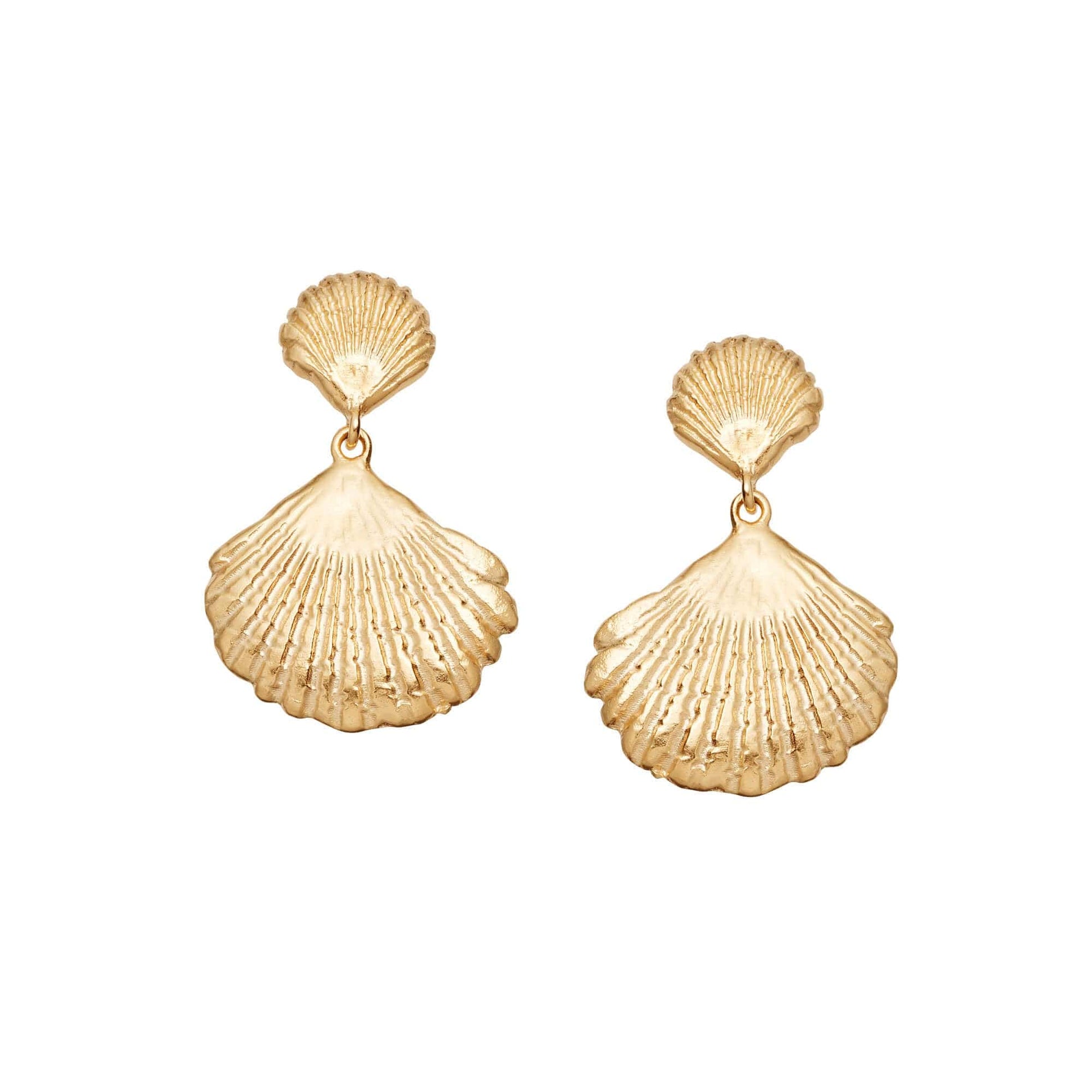 Double Shell Earrings 18ct Gold Plate