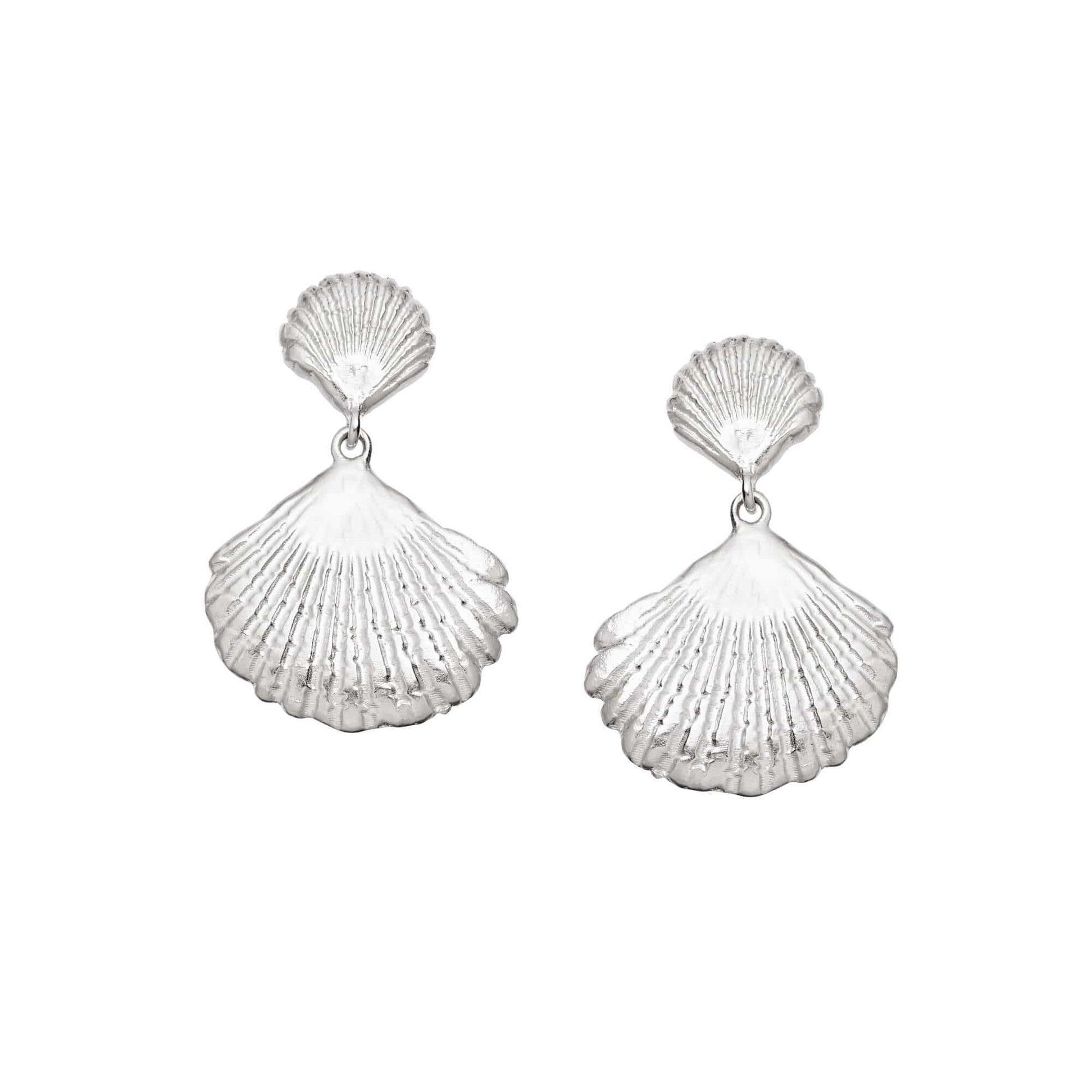 Double Shell Earrings Sterling Silver