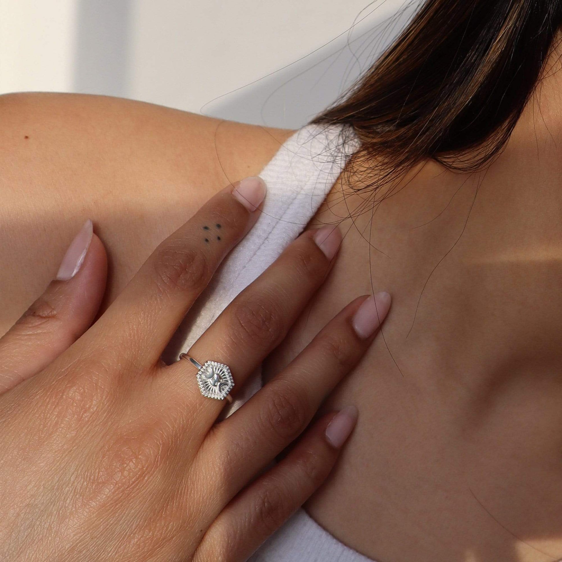 Estée Lalonde Goddess Hexagonal Ring Sterling Silver