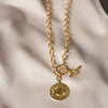 Estée Lalonde Goddess Medallion T Bar Necklace 18ct Gold Plate