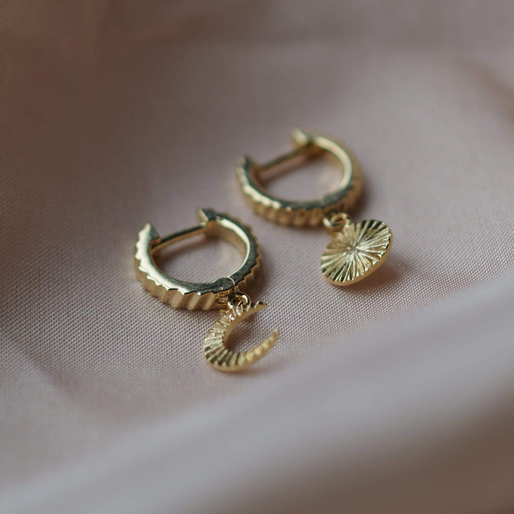 Estée Lalonde Luna Huggie Charm Earrings 18ct Gold Plate