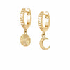 Estee Lalonde Luna Huggie Charm Earrings 18ct Gold 