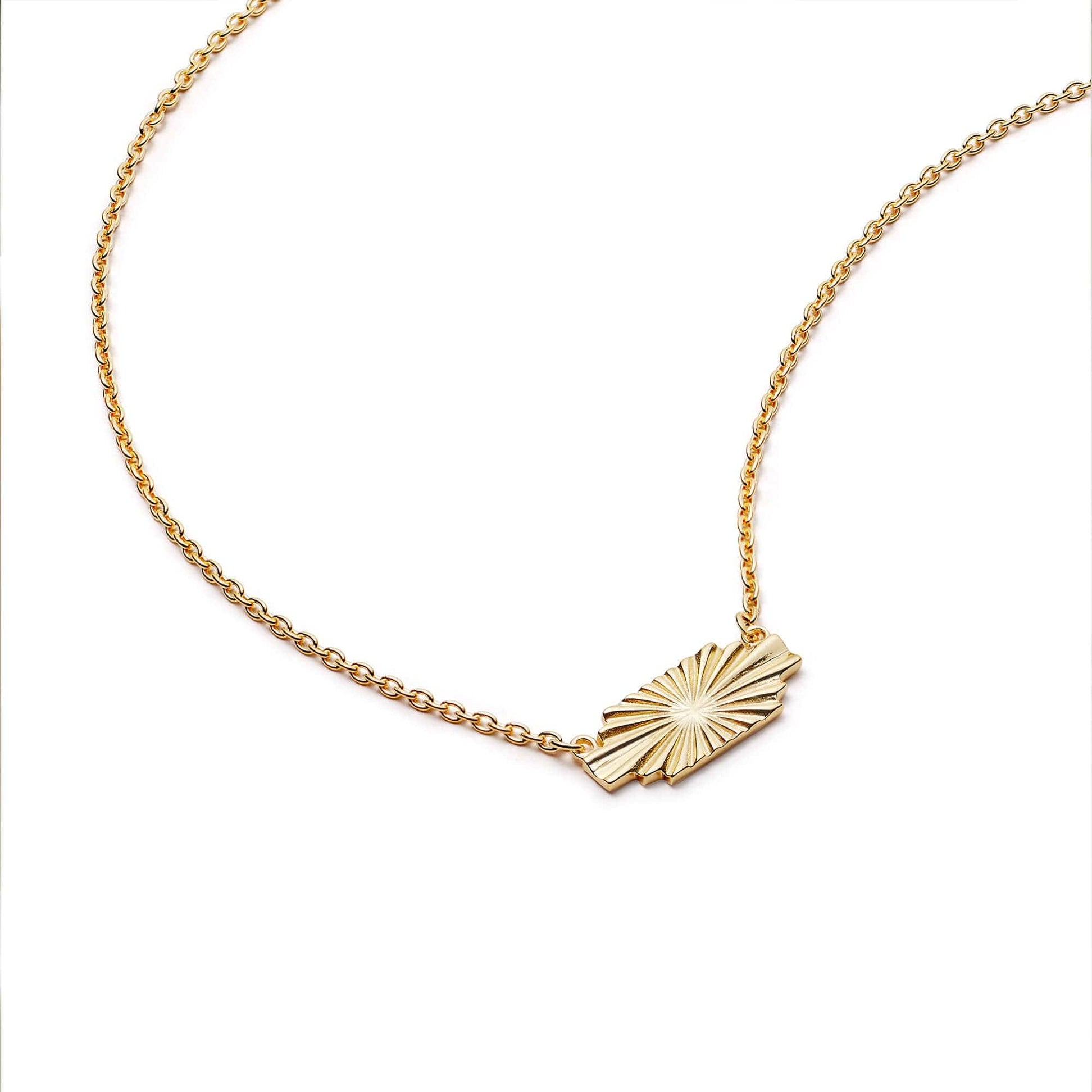 Estée Lalonde Mini Sunburst Shield Necklace 18ct Gold Plate