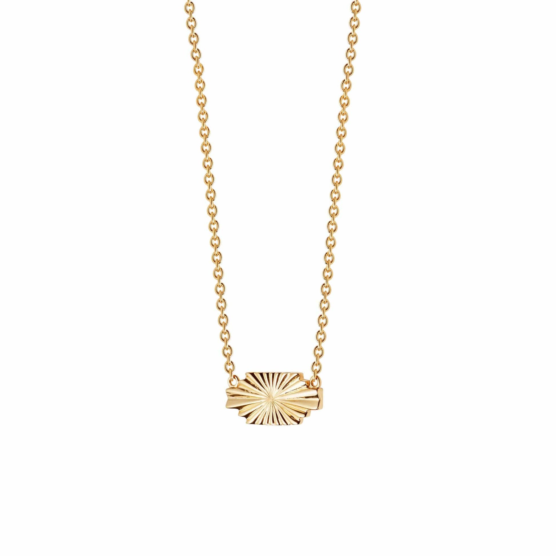 Estee Lalonde Mini Sunburst Shield Necklace 18ct Gold Plate