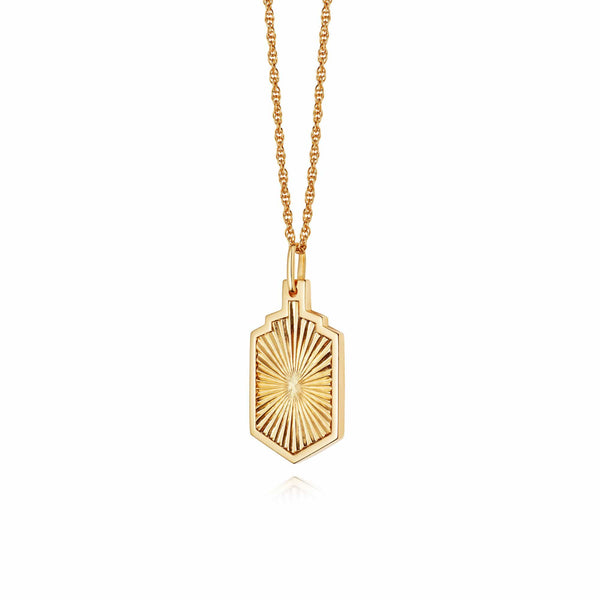 Estée Lalonde Sunburst Shield Necklace 18Ct Gold Plate – Daisy London