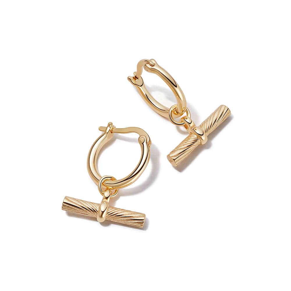 T Bar Earrings - T Bar Hoop Earrings - Estée Lalonde 18Ct Gold Plate ...