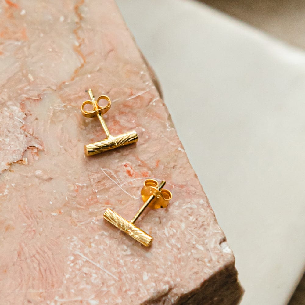 Estée Lalonde T Bar Stud Earrings 18ct Gold Plate