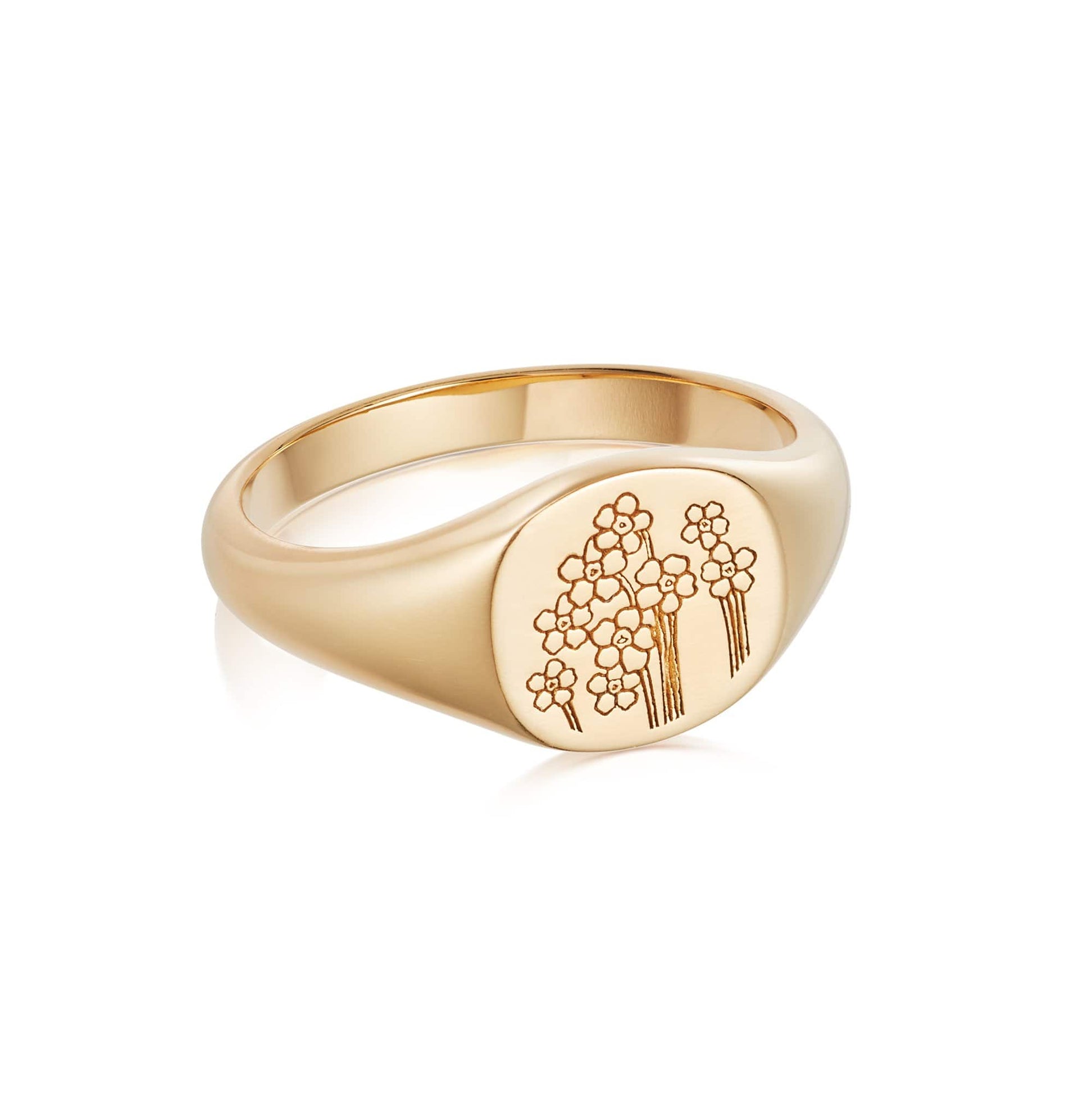 Forget Me Not Signet Ring 18ct Gold Plate