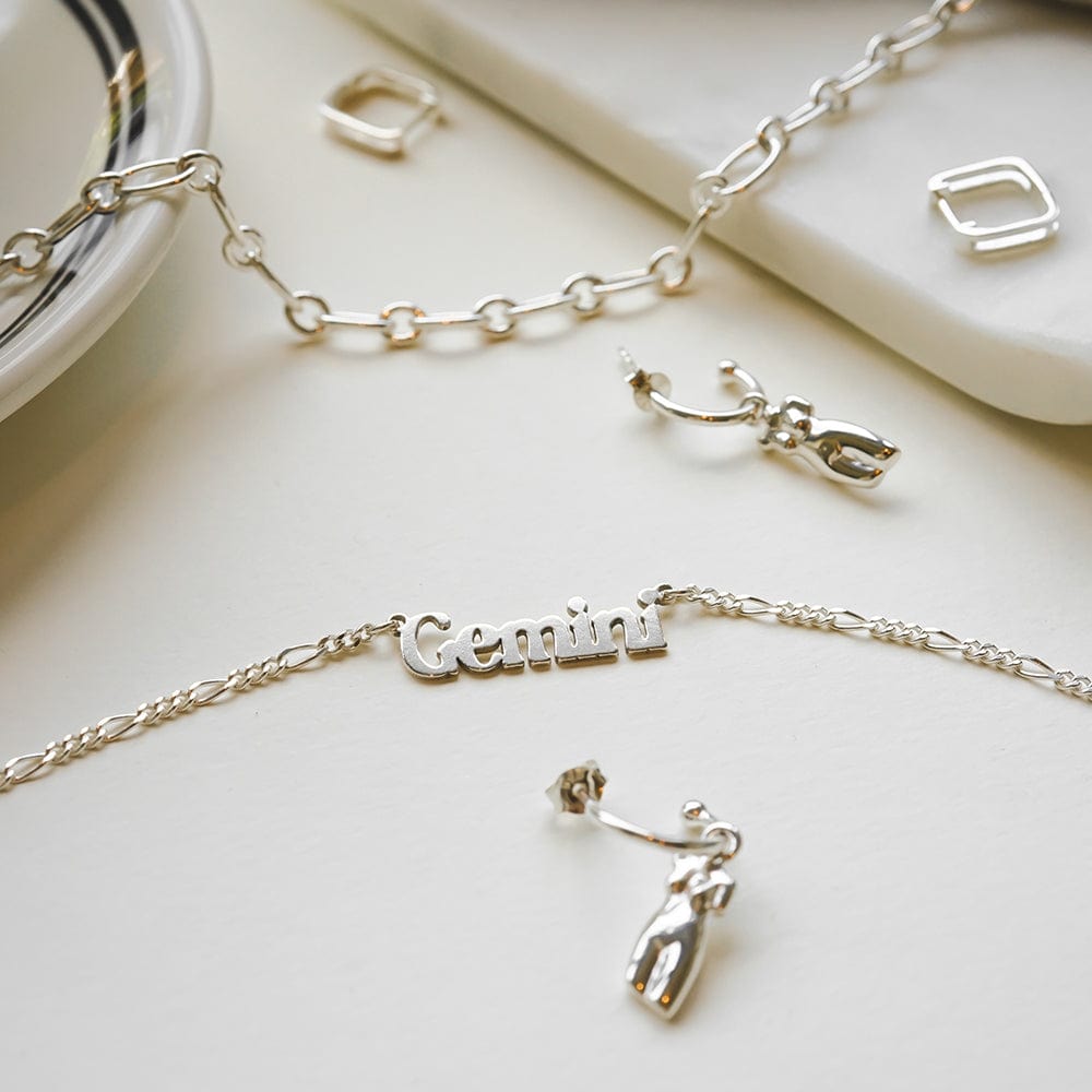 Gemini Zodiac Necklace Sterling Silver