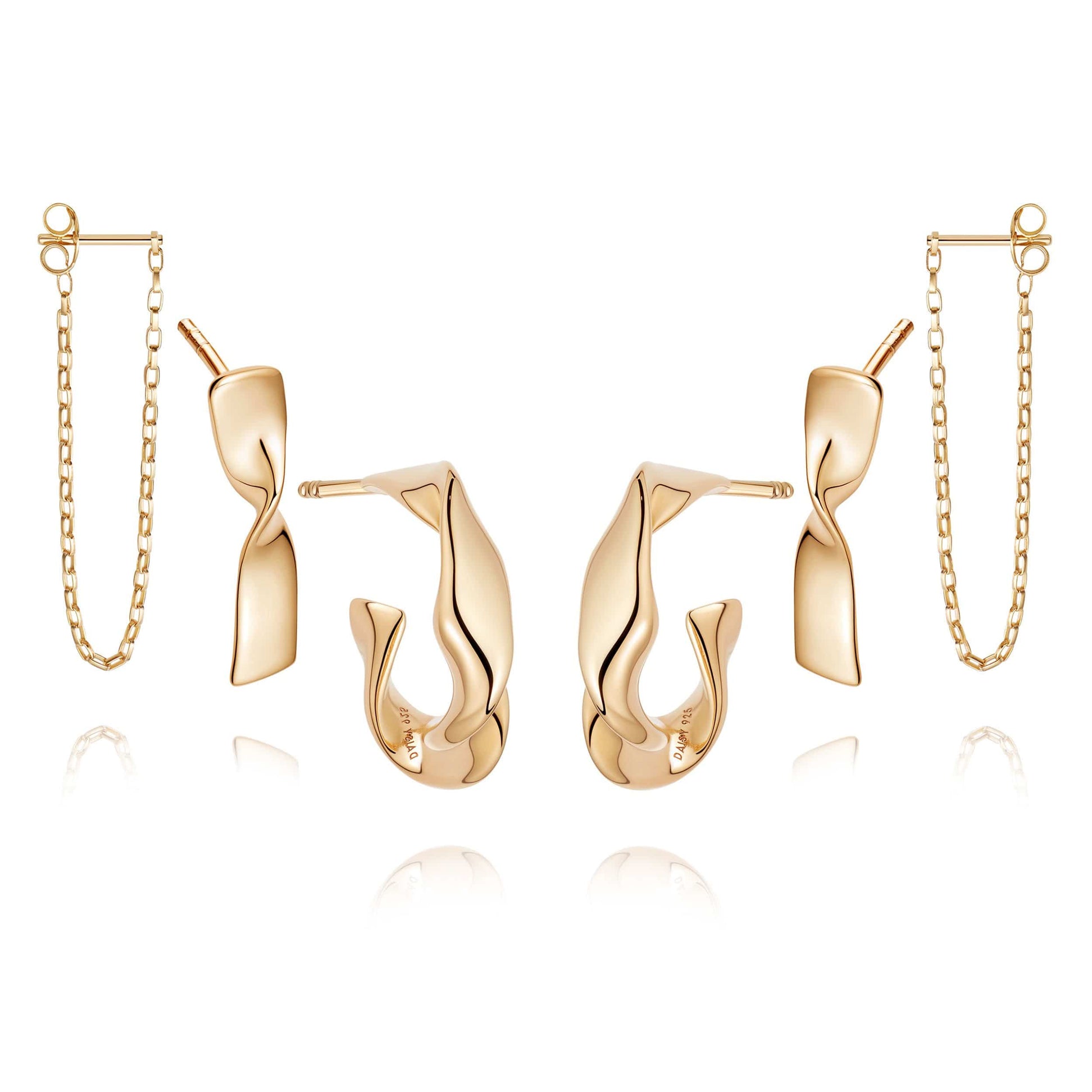 Go With The Flow Triple Earring Stack 18ct Gold Plate