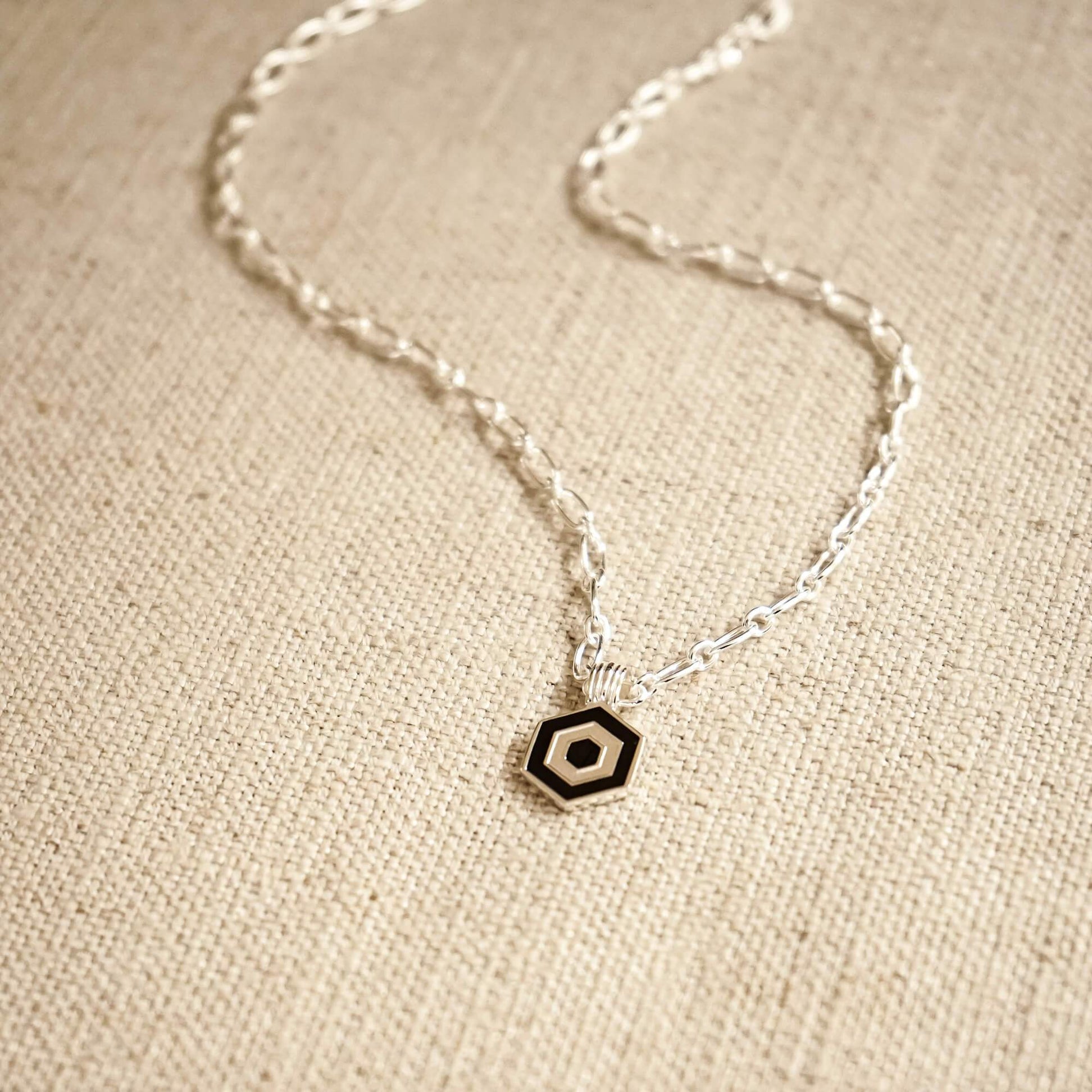 Hexagon Palm Necklace Sterling Silver