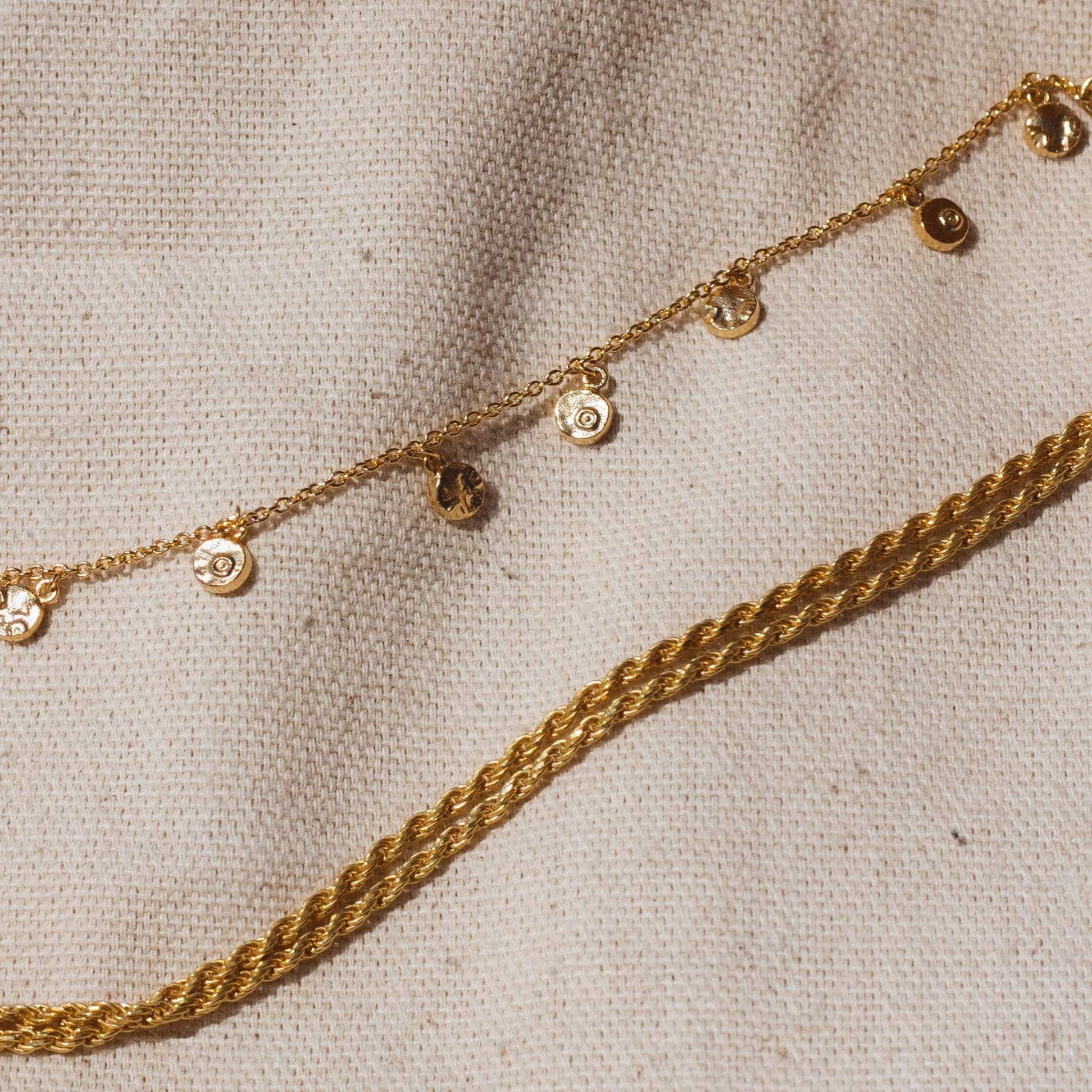 Double Rope Chain Bracelet 18ct Gold Plate