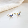 Lapis Moon Stud Earrings 18ct Gold Plate