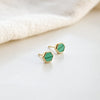 Malachite Hexagon Stud Earrings 18ct Gold Plate