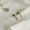 Malachite Palm Drop Stud Earrings 18ct Gold Plate