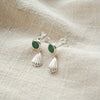 Malachite Palm Drop Stud Earrings Sterling Silver