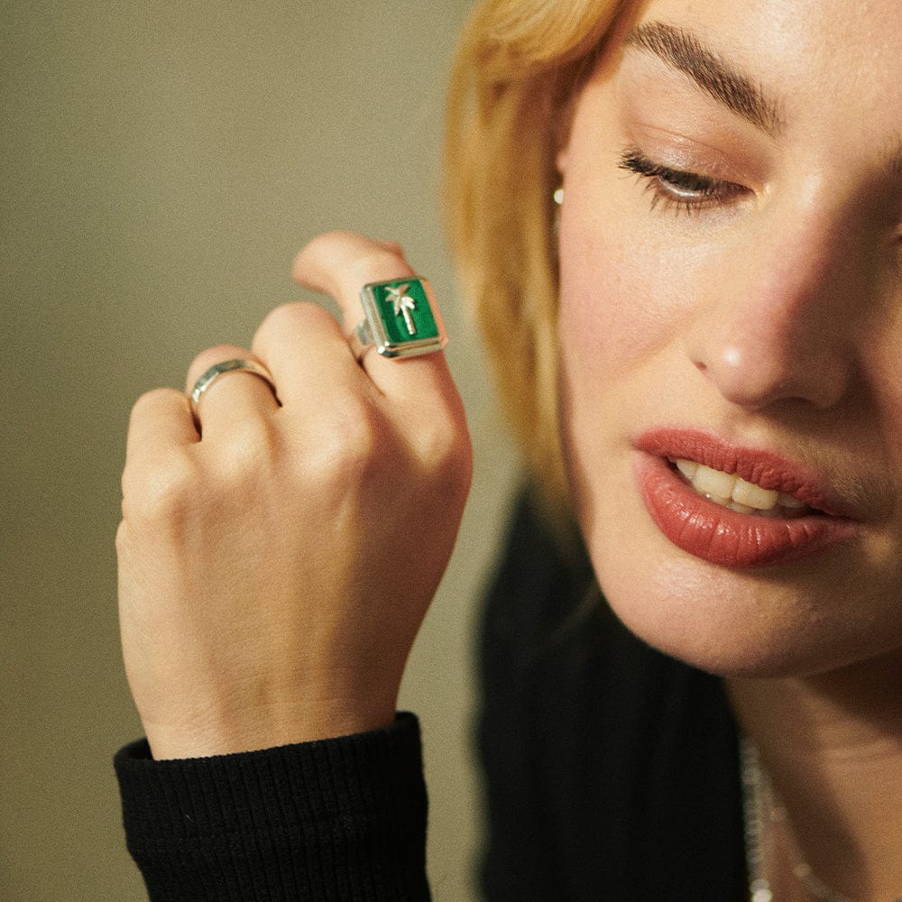 Malachite Palm Ring Sterling Silver