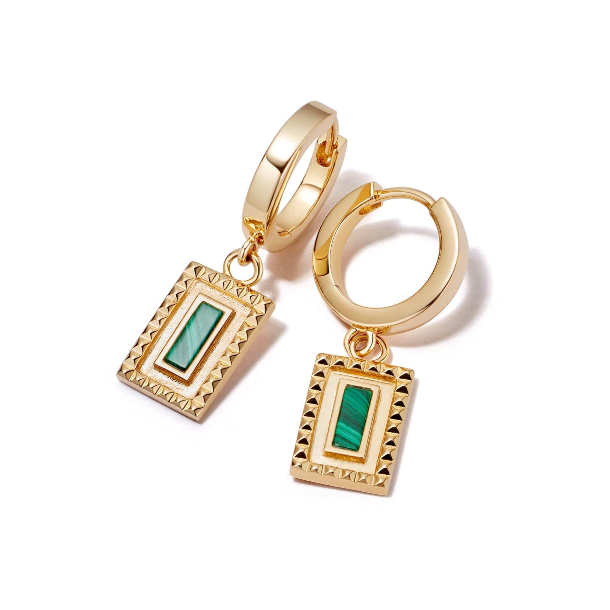 Malachite Ridge Palm Drop Earrings 18ct Gold Plate