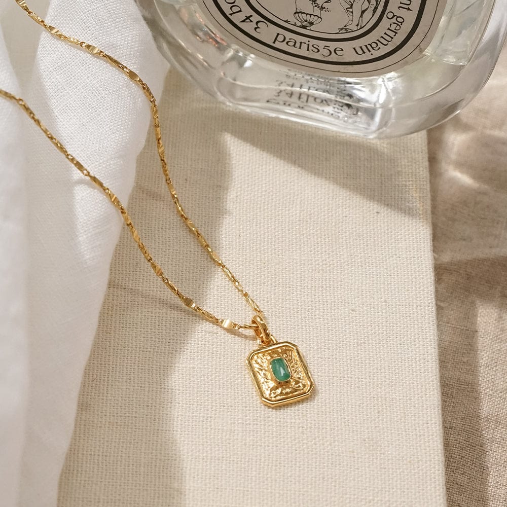 May Emerald Birthstone Necklace 18ct Gold Plate