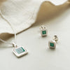 Mini Malachite Palm Stud Earrings Sterling Silver