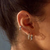 Studded Huggie Hoop Earrings Sterling Silver