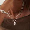 October Opal Birthstone Necklace Sterling Silver