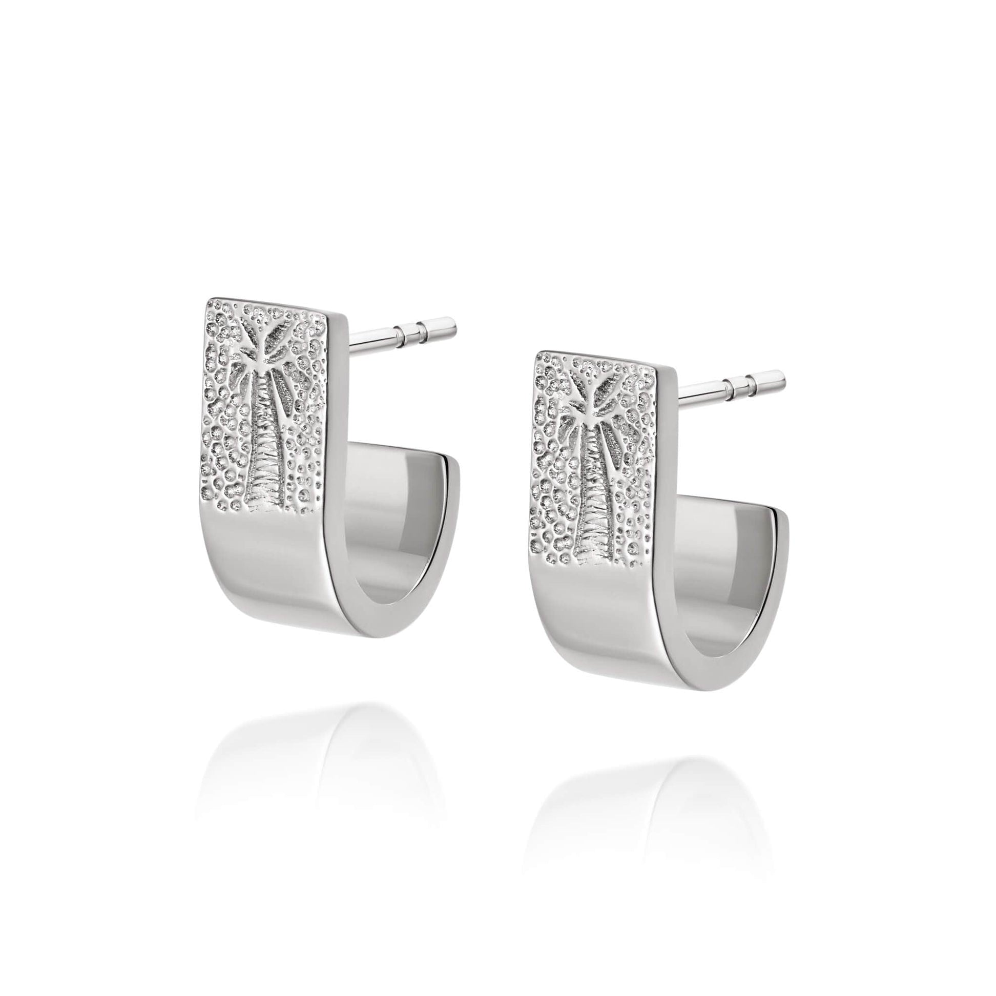 Palm Engraved Stud Earrings Sterling Silver