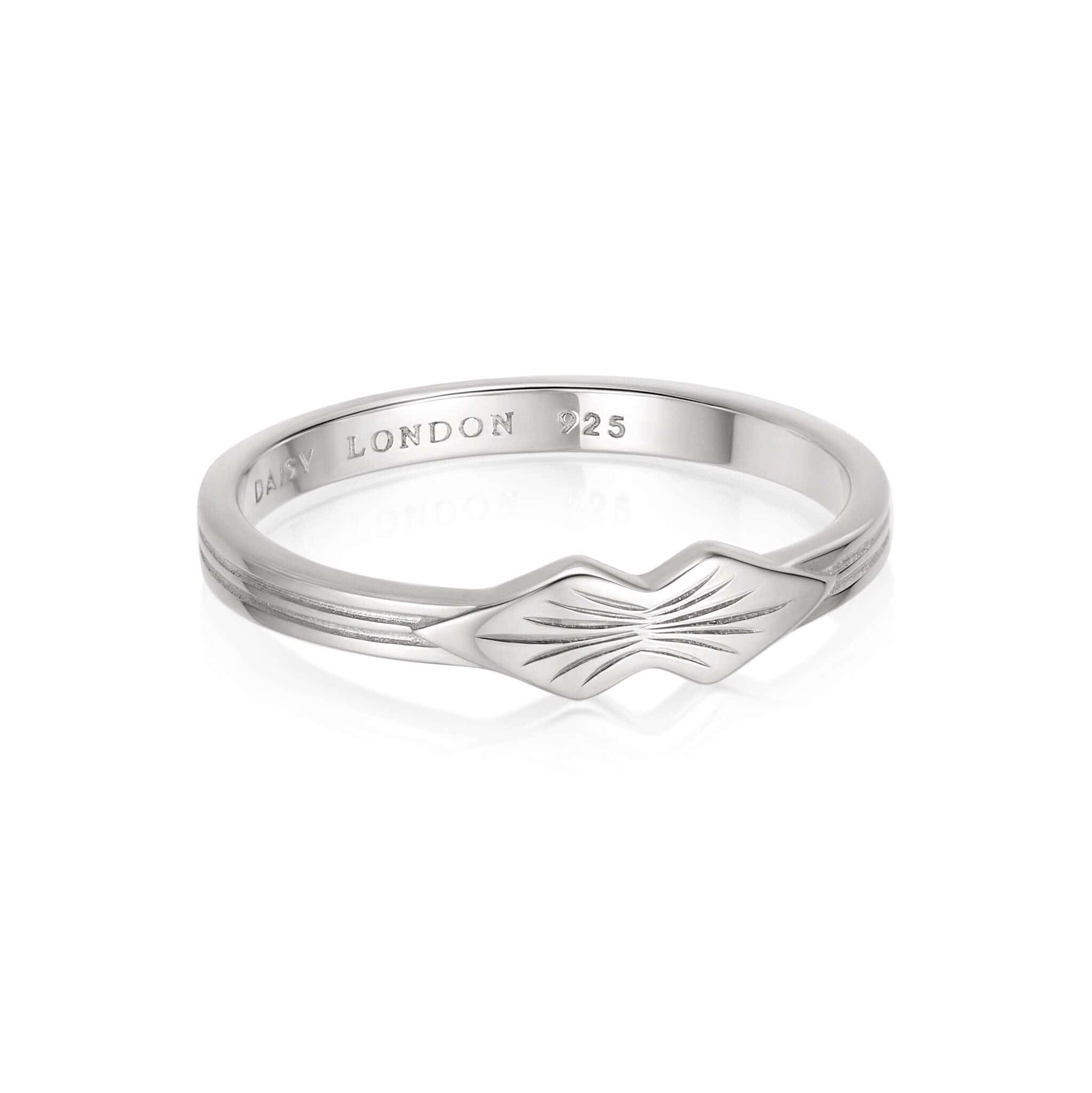 Engraved Palm Band Ring Sterling Silver