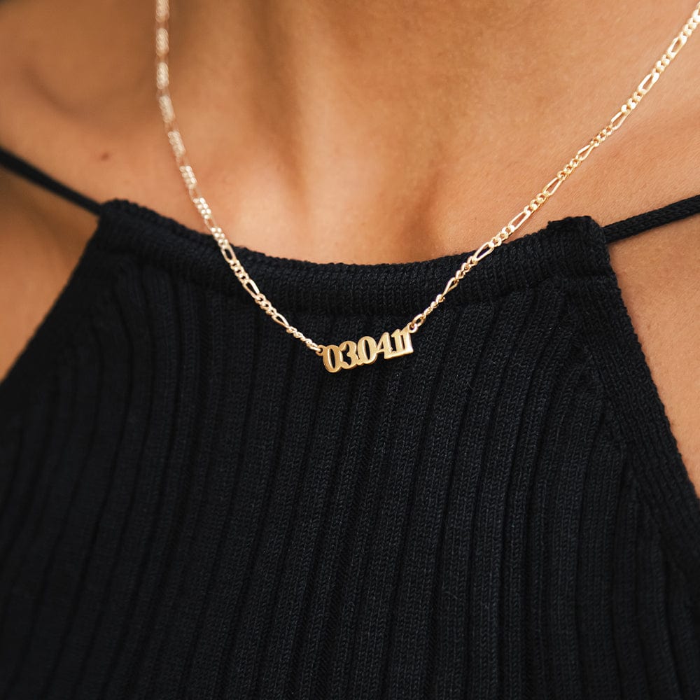 Personalised Date Necklace 18ct Gold Plate