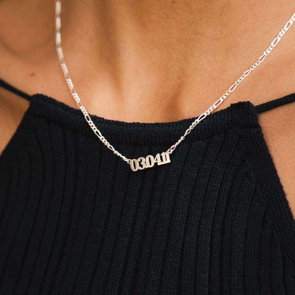 Personalised Date Necklace Sterling Silver