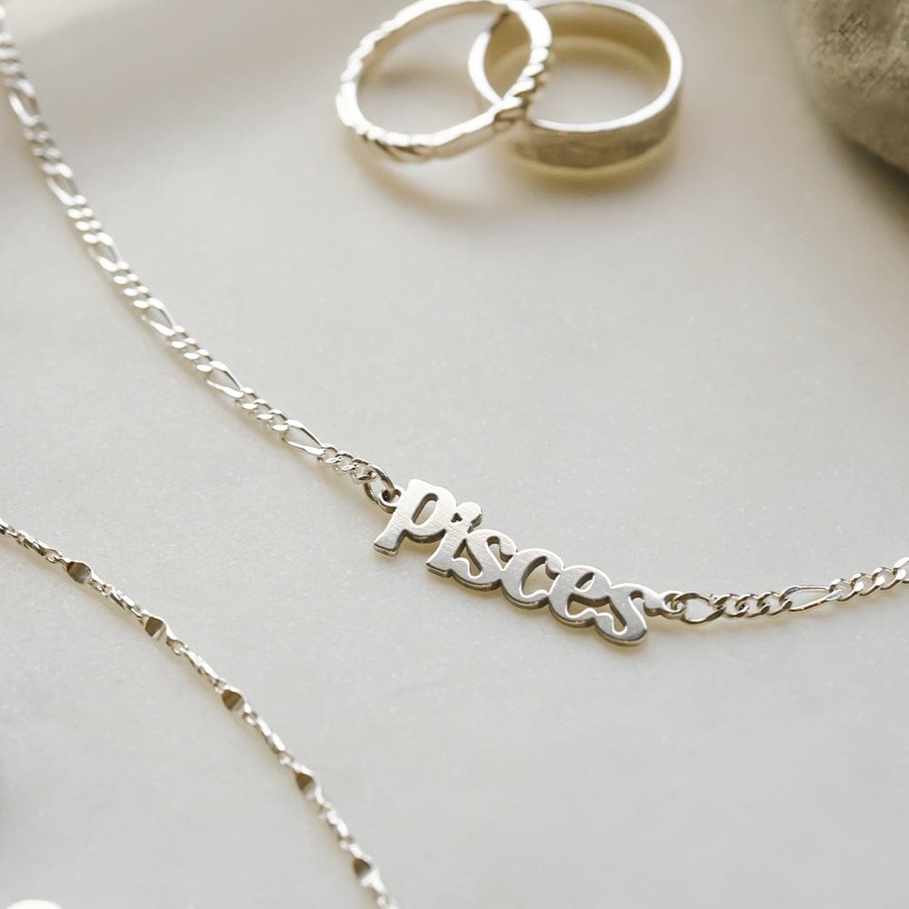 Pisces Zodiac Necklace Sterling Silver