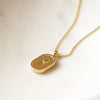 Palm Engraved Oval Locket 18ct Gold Plate