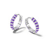 Purple Fine Stripe Huggie Hoop Earrings Sterling Silver