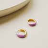 Purple Huggie Hoop Earrings 18ct Gold Plate