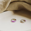 Purple Huggie Hoop Earrings Sterling Silver