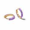 Purple Stripe Huggie Hoop Earrings 18ct Gold Plate