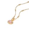 Rhodochrosite Pendant Necklace 18ct Gold Plate